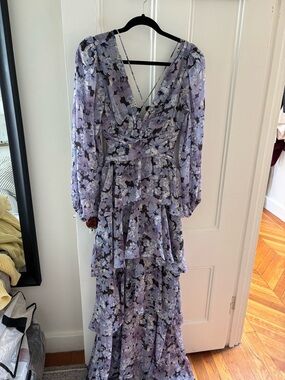 Astr Lavender Floral Tiered Maxi Dress